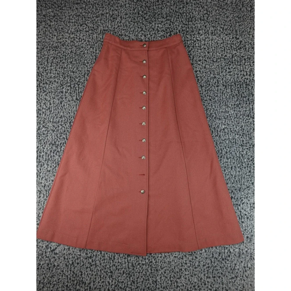 Red River Collection Wool Maxi Skirt Womens M Rose Good Button Front Western